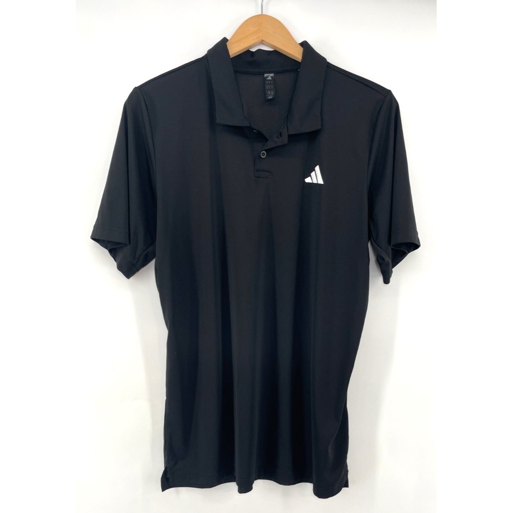 ADIDAS Polo Shirt Women L Golf Black Tee T-Shirt Perforated Back